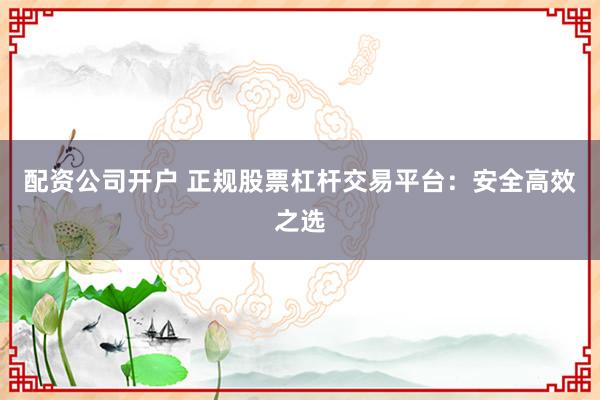 配资公司开户 正规股票杠杆交易平台：安全高效之选