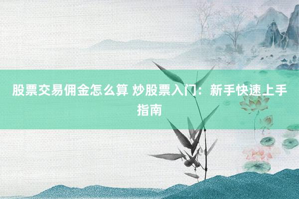 股票交易佣金怎么算 炒股票入门：新手快速上手指南