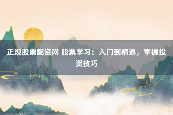 正规股票配资网 股票学习：入门到精通，掌握投资技巧