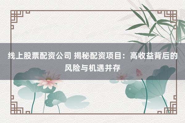 线上股票配资公司 揭秘配资项目：高收益背后的风险与机遇并存