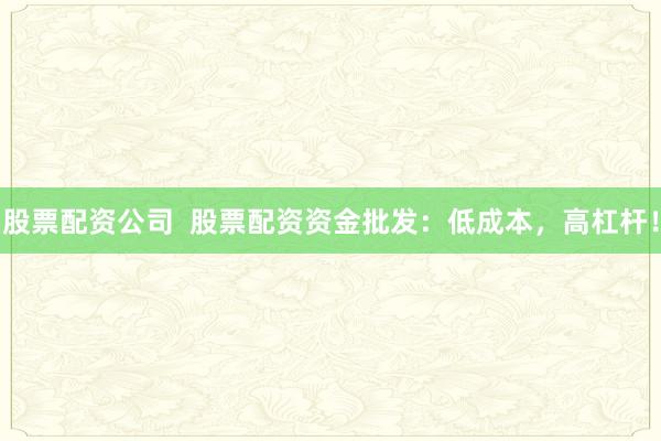 股票配资公司  股票配资资金批发：低成本，高杠杆！