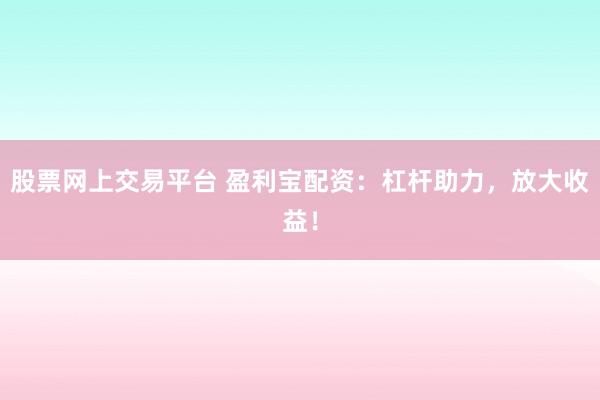 股票网上交易平台 盈利宝配资：杠杆助力，放大收益！