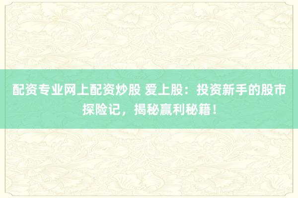 配资专业网上配资炒股 爱上股：投资新手的股市探险记，揭秘赢利秘籍！