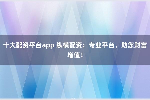 十大配资平台app 纵横配资：专业平台，助您财富增值！