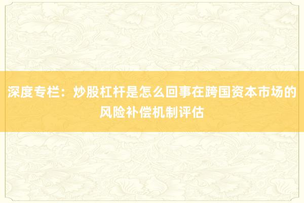 深度专栏:炒股杠杆是怎么回事在跨国资本市场的风险补偿机制评估