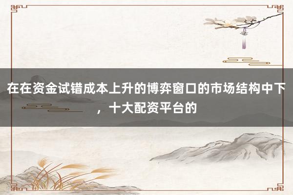 在在资金试错成本上升的博弈窗口的市场结构中下，十大配资平台的