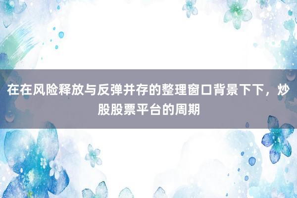 在在风险释放与反弹并存的整理窗口背景下下，炒股股票平台的周期