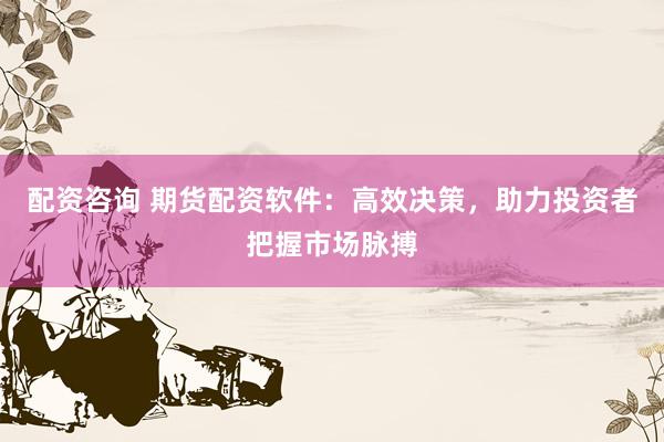 配资咨询 期货配资软件：高效决策，助力投资者把握市场脉搏