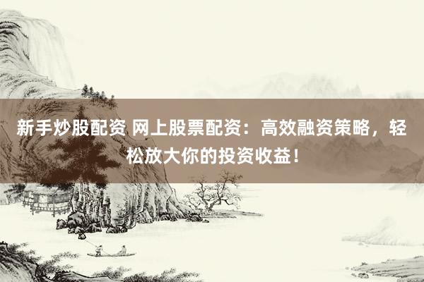 新手炒股配资 网上股票配资:高效融资策略,轻松放大你的投资收益!