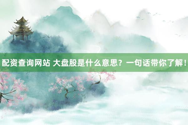 配资查询网站 大盘股是什么意思？一句话带你了解！