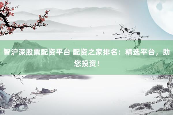 智沪深股票配资平台 配资之家排名：精选平台，助您投资！