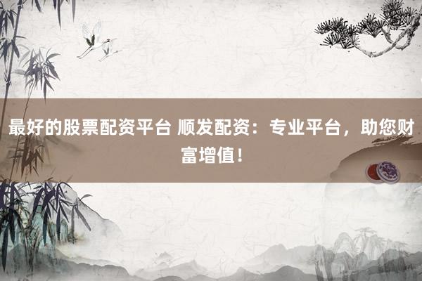 最好的股票配资平台 顺发配资：专业平台，助您财富增值！
